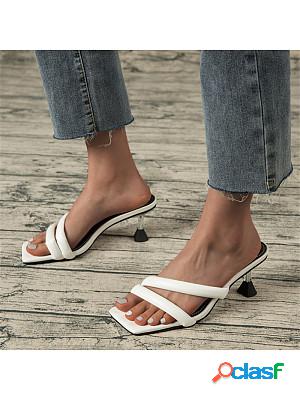Ladies Vintage Square Toe Cutout High Heels