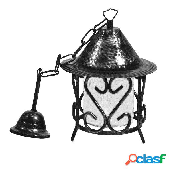 Lampada cilindrica In ferro Battuto con catena 21xh26 cm
