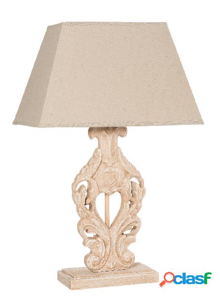Lampada da salotto shabby in legno con cappello rettangolare