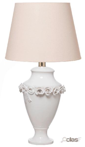 Lampada da tavolo in ceramica colore bianco cm 45x45x80h