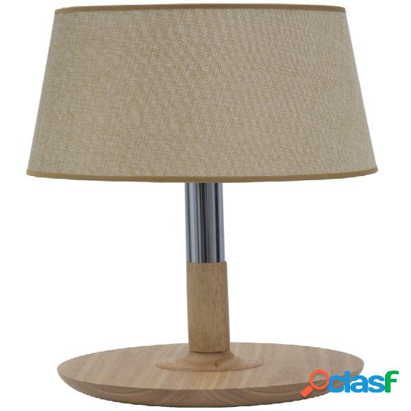 Lampada da tavolo moderna in legno e metallo con cappello in