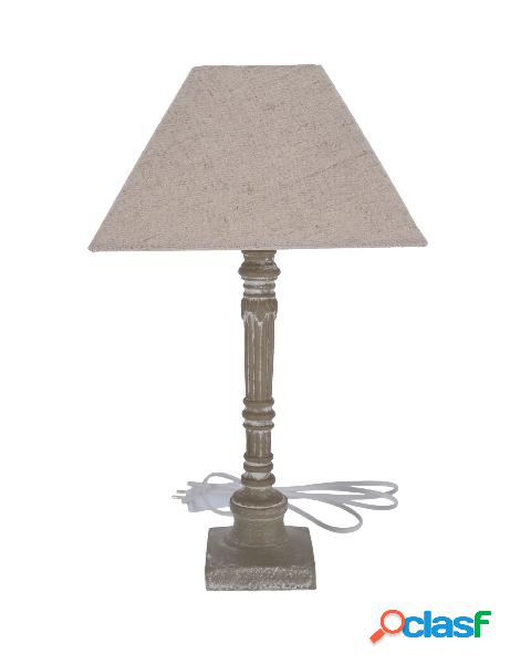 Lampada da tavolo shabby in legno con piedistallo