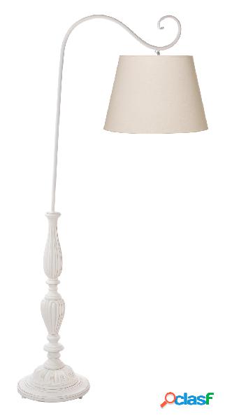 Lampada da terra classica in legno con paralume in tessuto