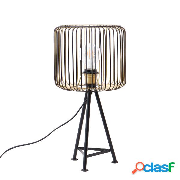 Lampada moderna da tavolo 3 piedi in metallo nero e oro cm