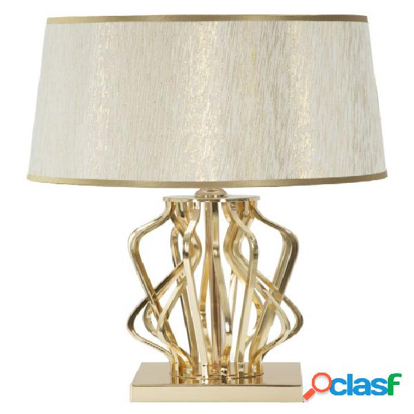 Lampada moderna da tavolo in metallo dorato paralume in
