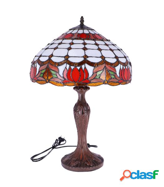 Lampada stile tiffany da tavolo con vetro cm Ø 40x62h