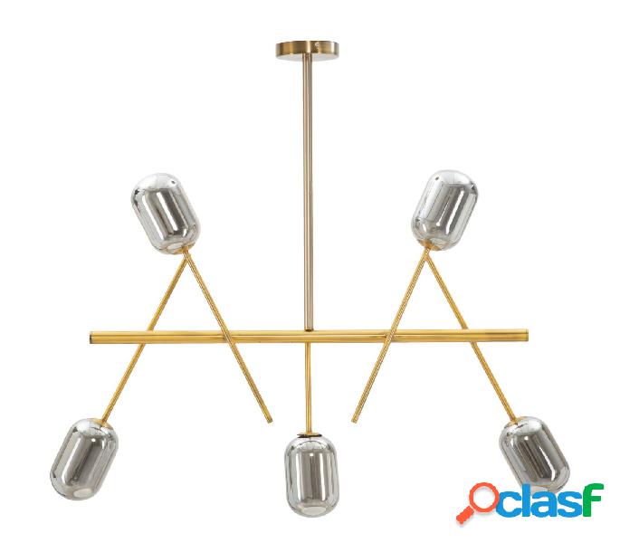 Lampadario a sospensione design moderno 5 luci in metallo e