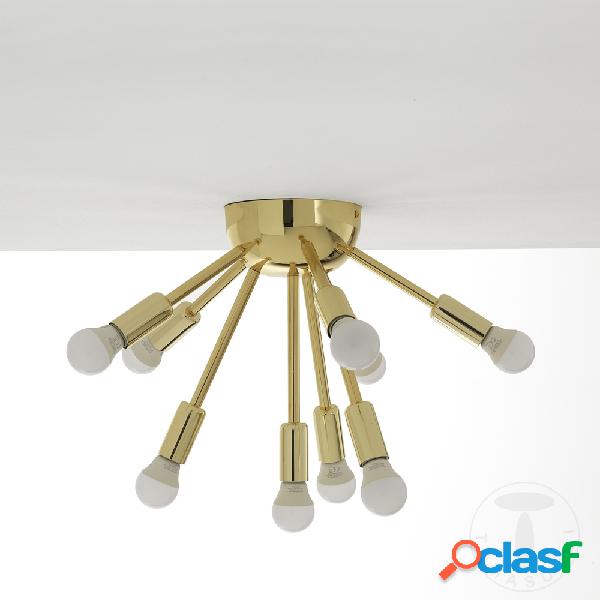 Lampadario da soffitto applique in metallo dorato 9 luci cm