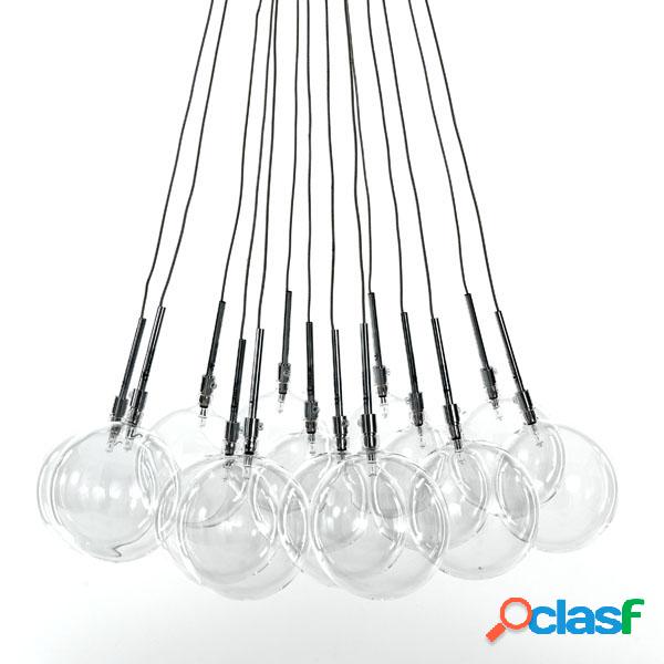 Lampadario moderno 14 luci con sfere in vetro trasparente cm
