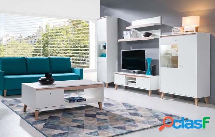 Larissa - Salotto moderno completo con vetrine mobile tv e