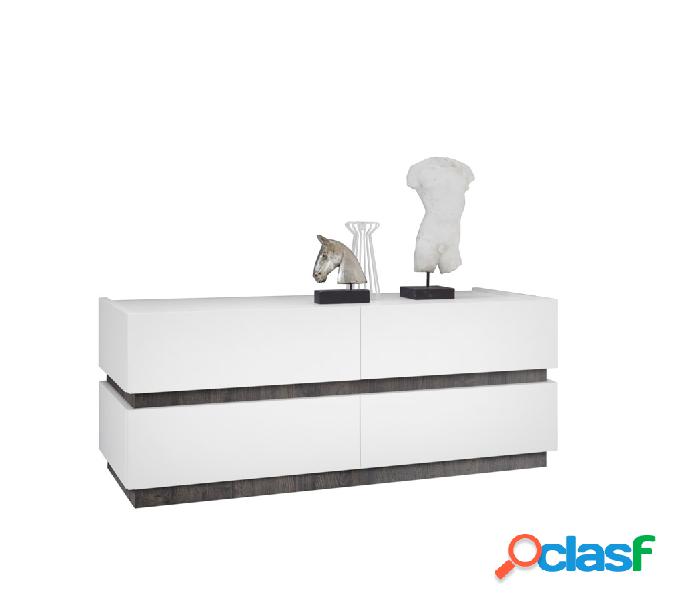 Lavinia - Cassettiera design 4 cassetti bianco opaco con