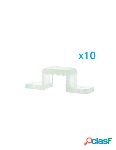 Ledlux - 10 pz clip fissaggio rigido passo 10x7 mm per