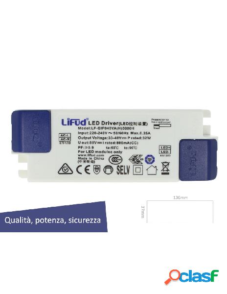 Ledlux - led driver cc 800ma 30v-40vdc 32w alimentatore