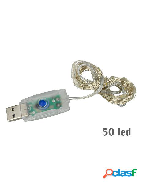 Ledlux - stringa led con usb 5v filo rame con 50 luci rgb