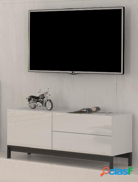 Leoconio - Mobile porta tv in legno con piedini anta e 2
