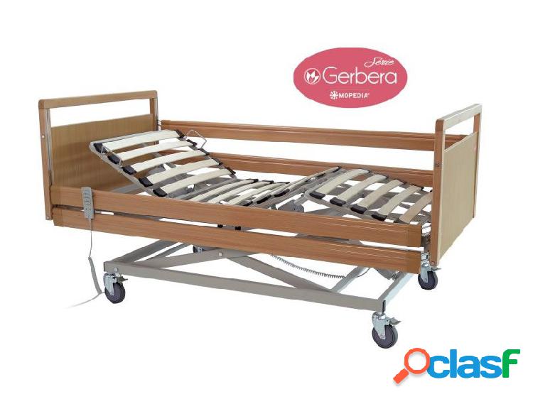 Letto da degenza in legno tre snodi con rete a doghe -