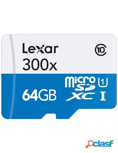 Lexar - scheda di memoria lexar microsdhc 300x, classe 10,