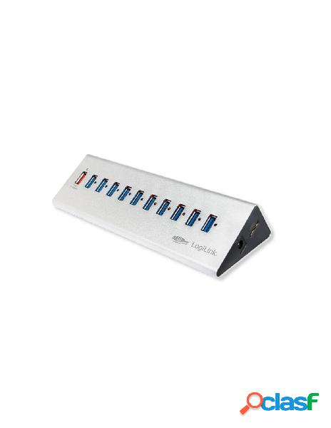 Logilink - hub usb3.0 11 porte in alluminio con ricarica