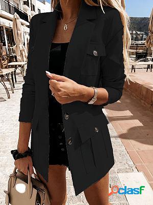 Long-Sleeve Suit Collar Slim Blazer