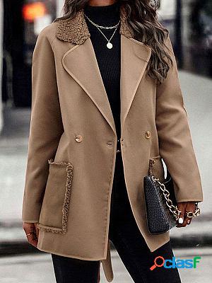 Long-sleeve Blazer Collar Panel Belted Coat