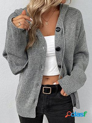 Loose Casual Single Breasted Sweater Hooded Cardigan