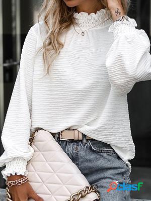 Loose Casual Solid Color Long Sleeve Blouse