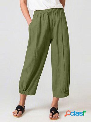 Loosen High-waisted Cotton And Linen Casual Pants