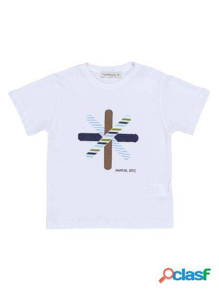 MANUEL RITZ T-shirt a manica corta con logo Bianco