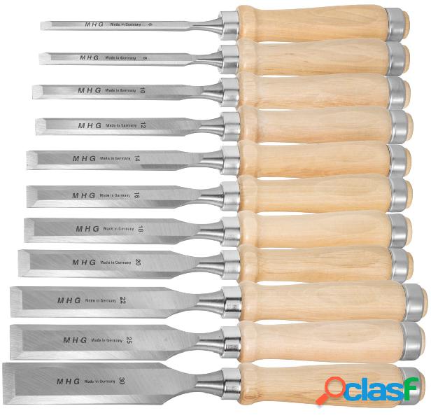 MHG - Set di scalpelli per legno con manico in legno