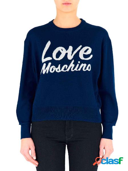 MOSCHINO LOVE Maglione girocollo in misto lana Blu
