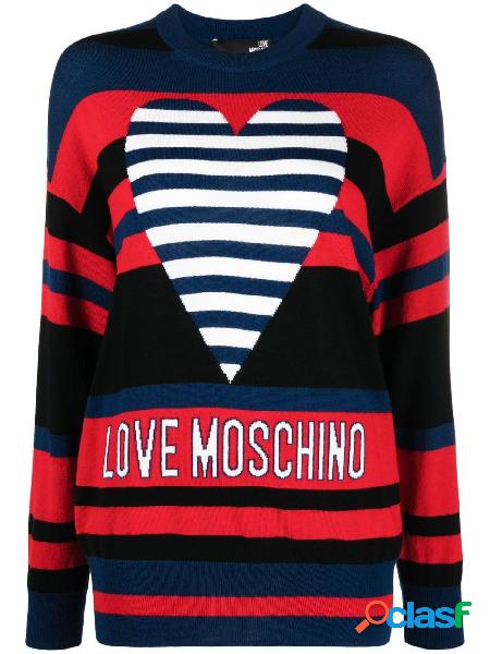 MOSCHINO LOVE Maglione in misto lana a righe Rosso/Blu/Nero