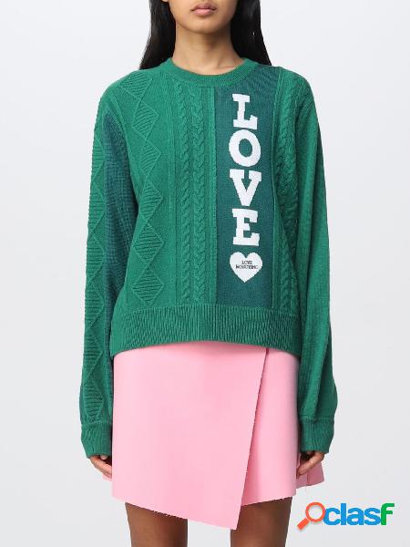 MOSCHINO LOVE Maglione in misto lana con logo Verde