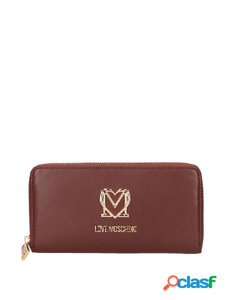 MOSCHINO LOVE Portafogli con logo e zip Marrone