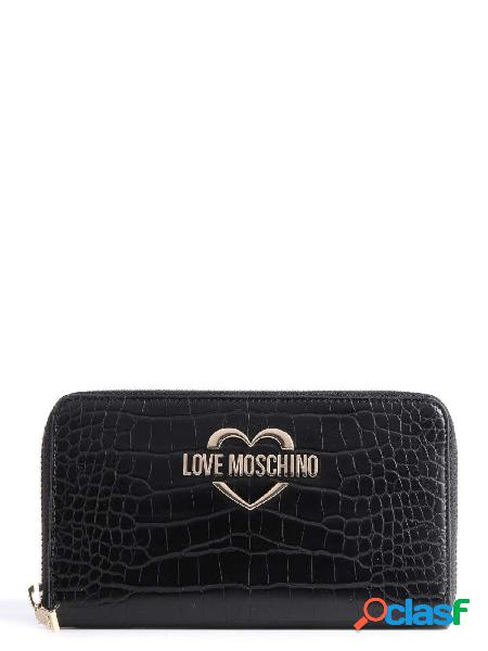 MOSCHINO LOVE Portafogli in stampa coccodrillo NERO