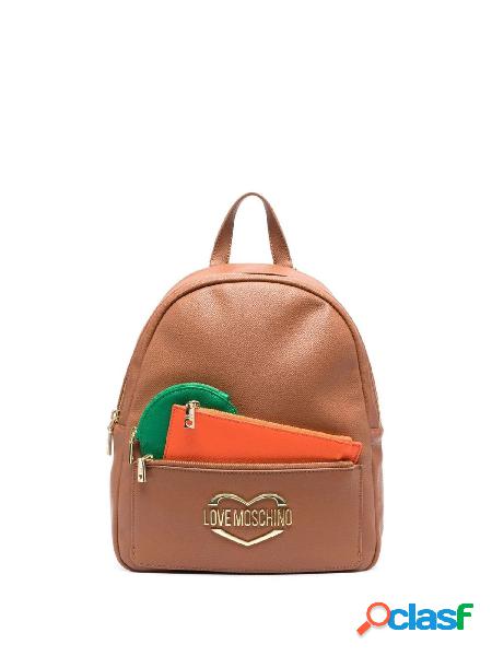 MOSCHINO LOVE Zaino in ecopelle con tasche multicolor Cuoio