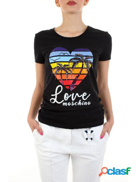 MOSCHINO LOVE t-shirt in jersey di cotone stretch Shiny Palm