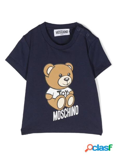 MOSCHINO T-shirt a manica corta con orsetto Blu