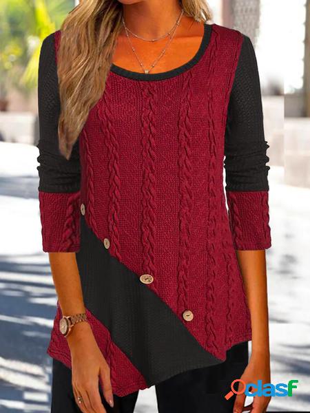 Maniche Lunghe Casuale Girocollo Tunica Top