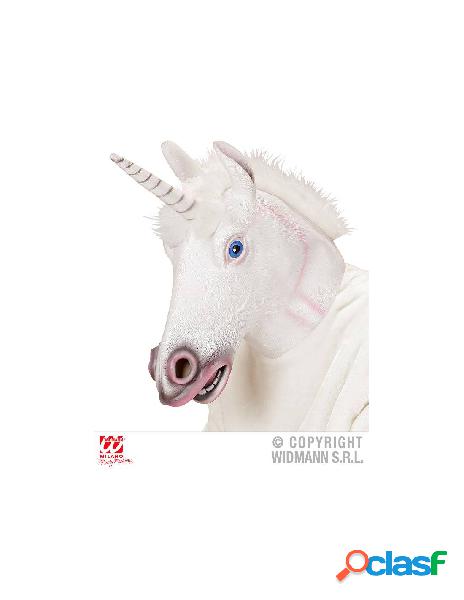 Maschera testa completa unicorno con capelli in peluche
