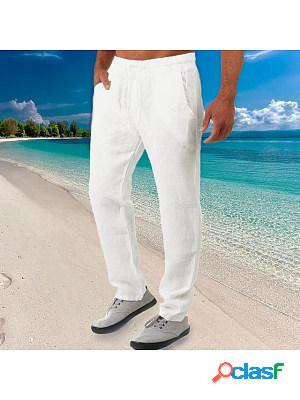 Mens Breathable Cotton Linen Loose Casual Pants