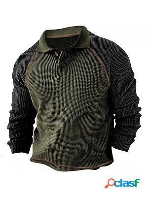 Men's Outdoor Color Block Waffle Tactical Polo Shirt