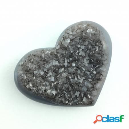 Minerale * cuore in agata con cristalli ametista