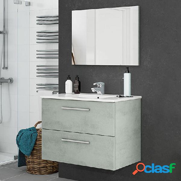 Mobile bagno base + specchio + lavandino Oscar cemento
