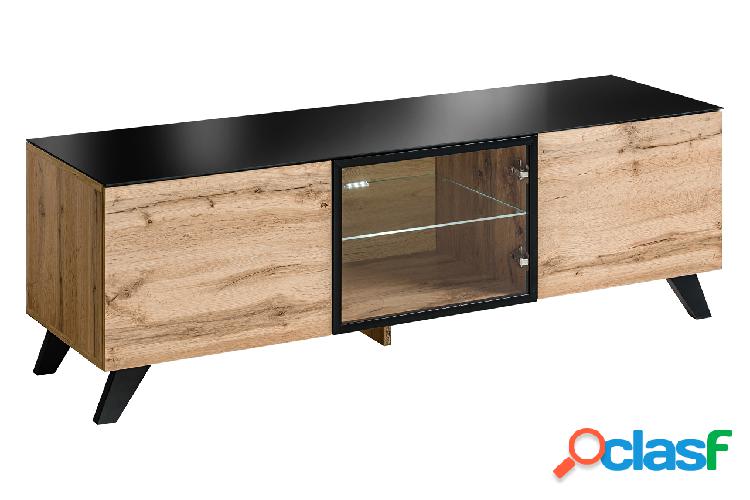 Mobile living basso porta tv stile industrial in legno