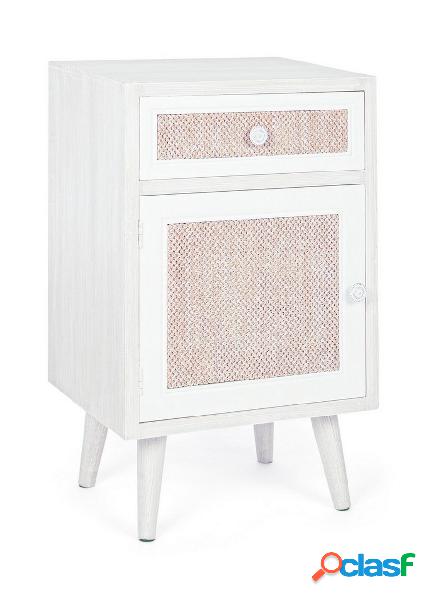 Mobiletto in legno colore bianco stile country con anta e