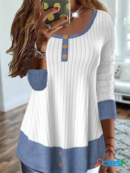 Multicolore Girocollo Casuale Jersey T-shirt TUNICA