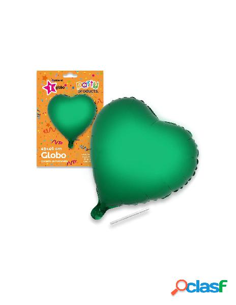 Mylar cuore palloncino verde +asta 49 x 46 cm