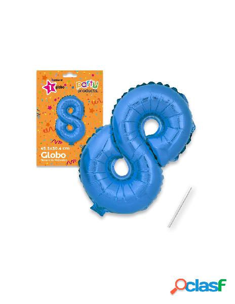Mylar (poliammide) palloncino numero 8 blu + asta 45,30 x