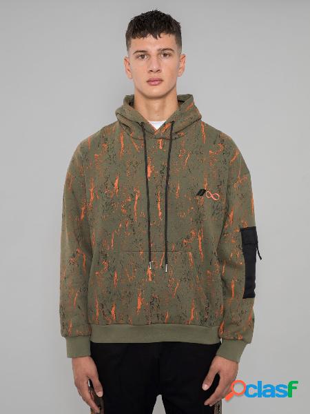 NUMERO 00 Felpa Camo con cappuccio in fantasia Verde