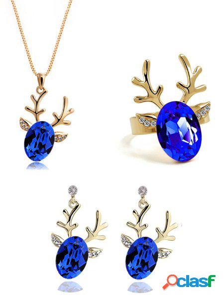 Natale Semplice Alce Strass Squillo Collana Orecchini 3